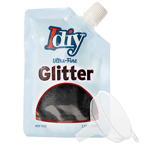 iDIY Ultra feiner Glitzer, 100 g, Beutel, Mitternachtsschwarz – perfekt für Bastelarbeiten, Schulprojekte, Dekorationen, Harz – inklusive farbigem extra feinem Glitzer, Ausgießbeutel und Trichter iDIY Ultra feiner Glitzer, 100 g, Beutel, Mitternachtsschwarz – perfekt für Bastelarbeiten, Schulprojekte, Dekorationen, Harz – inklusive farbigem extra feinem Glitzer, Ausgießbeutel und Trichter von SCS Direct
