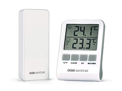 SCS Sentinel - HCN0066 Digital-Thermometer mit kabelloser Außensonde – kabelloses Thermometer – Innen- und Außenthermometer – Wetterinstrument – DigiThermo Indoor/Outdoor von SCS Sentinel