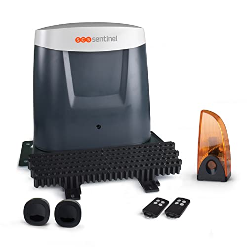 SCS Sentinel, MCO0108 Zahnstangenantrieb für Schiebetore, 24V, 2 Fernbedienungen Reichweite 50m, LED-Blinklicht, 5 Jahre Garantie, Länge 5 m, 500 Kg max, OpenGate3 von SCS Sentinel