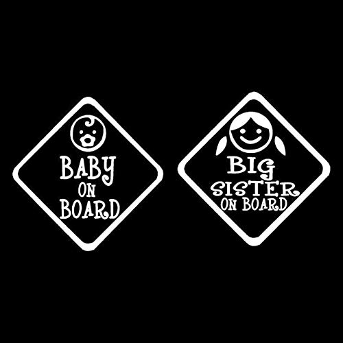 Auto-Aufkleber 15,2 cm * 15,2 cm 2X Baby & Big Sister An Bord Kreativer Wasserdichter Vinyl-Autoaufkleber Aufkleber Schwarz/Silber von SCSHY