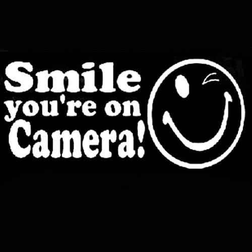 SCSHY Auto-Aufkleber 15.2Cm * 7.1Cm Smile Youre On Camera Business Oder Home Security Fenster Kreative Aufkleber Autoaufkleber Abziehbilder Schwarzes Splitter von SCSHY