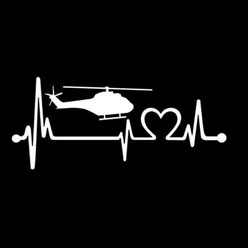 SCSHY Auto-Aufkleber 15.3Cm * 6.6Cm Hubschrauber Heartbeat Lifeline Chopper Pilot Vinyl Schwarz/Silber Autoaufkleber von SCSHY