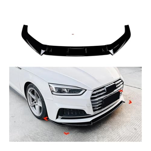 SCSTHRCRA Für A*UDI A5 S5 Sline F5 2017-2020 Auto Stoßstange Lip Splitter Front Schaufel Spoiler Diffusor Canard Protector Frontspoiler(Glossy Black) von SCSTHRCRA