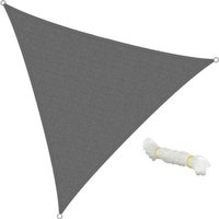 Sonnensegel dreieck, 3,6x3,6x3,6 m, Grau, 100% hdpe uv Schutz, inkl. Befestigungsseile, wasserabweisend, wetterbeständig, atmungsaktiv, von ECD GERMANY