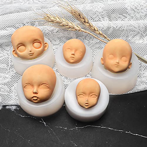 Silikonform für menschliche Puppen, Gesicht, Ton, Schokolade, Süßigkeiten, Fondant, Kuchen, Cupcakes, Dekorationswerkzeug, Silikonform, 3D-Puppenkopf, Babykopf-Form von SCUDGOOD