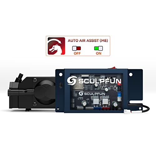 SCULPFUN Automatic Air Assist Kit 30L/min, 32bit Automatic Air Assist Mainboard Geeignet zum Upgrade von S9/S10 auf S30 Automatischen Luftunterstützung Systems, mit 12V/7A Adapter, Installationskit von SCULPFUN