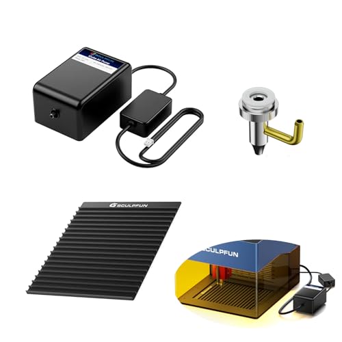 SCULPFUN Honigwaben-Arbeitsplatte 15L/Min Luft-Pumpen-Set für iCube 5W / iCube 10W Lasergravierer, 40dB geringe Lautstärke von SCULPFUN