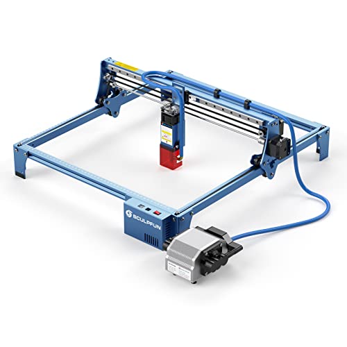 SCULPFUN Laser Graviermaschine mit Air Assist,10W Ausgangsleistung Lasermodul, 0.01mm Industriequalität Gravurgenauigkeit Laser Cutter, Lasergravierer für Holz, Metall, Glas, 410 * 400mm von SCULPFUN