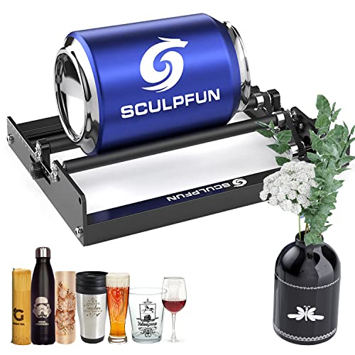 SCULPFUN Laser-Rotationswalze Rotary Roller Laser gravurmaschine Y-Achsen-Rotationswalze, 360°-Drehung zum Lasergravieren zylindrischer Objekte (einschließlich 4 erhöhten Füßen) von SCULPFUN
