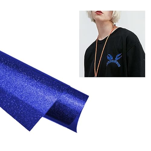 SCULPFUN Plotterfolie Textil, 30.5x152cm Flexfolie Plotter Textil, Plotterfolie Vinyl für DIY T-Shirts Kleidung, Hüte oder andere Stoffe, Bügelfolie (Blauer Glitzer) von SCULPFUN