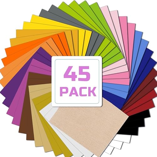 SCULPFUN Plotterfolie Textil 44 Stück, 30.5x25.4cm Flexfolie Plotter Textil, Plotterfolie Vinyl für DIY T-Shirts Kleidung, Hüte oder andere Stoffe, Bügelfolie(21 Farben) von SCULPFUN