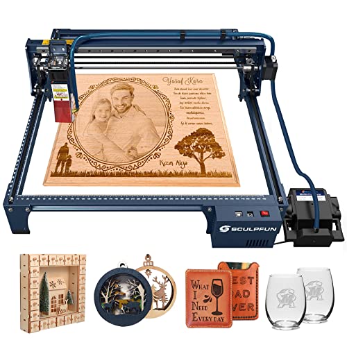 SCULPFUN S30 Laser Graviermaschine mit Automatischer Luftunterstützung, 0,06 * 0,06mm komprimierter Punkt, 2 in 1 Laserschneider und Graviermaschine, Erweiterbar auf 935x900mm Gravurfläche von SCULPFUN