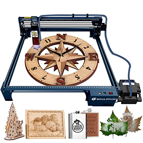 SCULPFUN S30 Pro Laser Graviermaschine, 10W laser Ausgangsleistung, mit Automatischer Luftunterstützung, 0,06 * 0,08mm komprimierter Punkt, Laserschneider und Graviermaschine für Holz, Metall, Glas von SCULPFUN