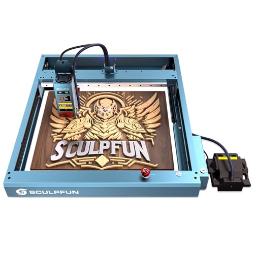 SCULPFUN SF-A9 40W Laser Graviermaschine, 36000mm/min, mit air asssit, Handy-APP Offline-Gravur, 20/40W Ausgangsleistung, Flammenalarm, lasergravur maschine für Holz, Metall, Acryl, Leder von SCULPFUN