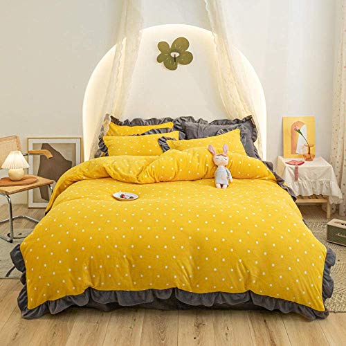 SCWZZWSY Duvet Cover Set Kingsize, Milch Samt Spitze Vierteilige Set, Dicke und warme Winterprinzessinstil Flanell Bettwäsche-Polka Punktbohnen Paste_Queen Good Good SCWZZWSY Duvet Cover Set Kingsize, Milch Samt Spitze Vierteilige Set, Dicke und warme Winterprinzessinstil Flanell Bettwäsche-Polka Punktbohnen Paste_Queen Good Good von SCWZZWSY