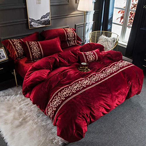 SCWZZWSY Flanell Bettdecke Abdeckung Doppel-, Dicker und Warmer Kristallviertel vierköpfiger Samt Bettwäsche-Silver Gray_2.0m Bett gut von SCWZZWSY