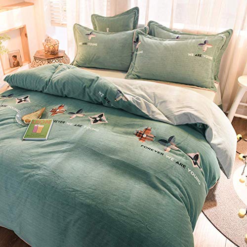SCWZZWSY Gedrucktes Flanell Bettdecke Abdeckungsset, Moderne Stilvoll 4-Stück-Bettwäscheset Ultra weich war warm von SCWZZWSY