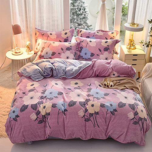 SCWZZWSY Gedrucktes Flanell Bettdecke Abdeckungsset, Moderne Stilvoll 4-Stück-Bettwäscheset Ultra weich war warm SCWZZWSY Gedrucktes Flanell Bettdecke Abdeckungsset, Moderne Stilvoll 4-Stück-Bettwäscheset Ultra weich war warm von SCWZZWSY