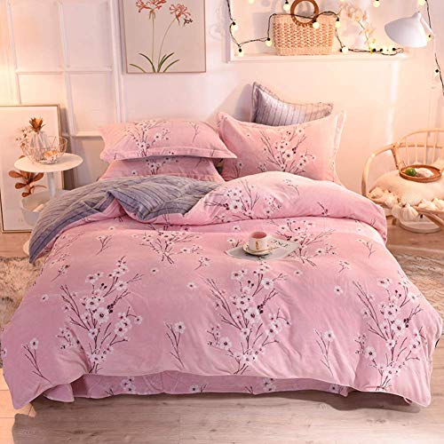 SCWZZWSY Gedrucktes Flanell Bettdecke Abdeckungsset, Moderne Stilvoll 4-Stück-Bettwäscheset Ultra weich war warm SCWZZWSY Gedrucktes Flanell Bettdecke Abdeckungsset, Moderne Stilvoll 4-Stück-Bettwäscheset Ultra weich war warm von SCWZZWSY