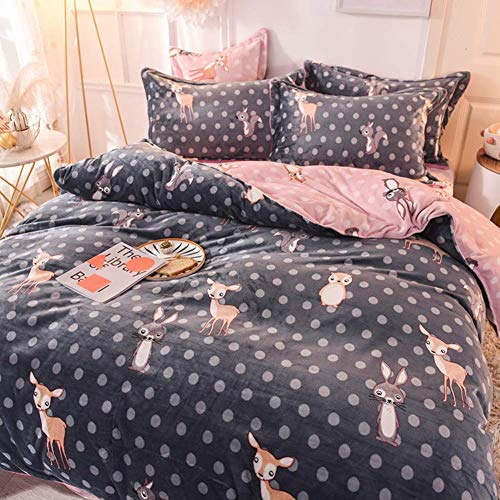 SCWZZWSY Gedrucktes Flanell Bettdecke Abdeckungsset, Moderne Stilvoll 4-Stück-Bettwäscheset Ultra weich war warm SCWZZWSY Gedrucktes Flanell Bettdecke Abdeckungsset, Moderne Stilvoll 4-Stück-Bettwäscheset Ultra weich war warm von SCWZZWSY