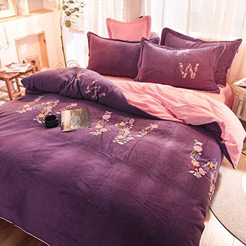 SCWZZWSY Gedrucktes Flanell Bettdecke Abdeckungsset, Moderne Stilvoll 4-Stück-Bettwäscheset Ultra weich war warm SCWZZWSY Gedrucktes Flanell Bettdecke Abdeckungsset, Moderne Stilvoll 4-Stück-Bettwäscheset Ultra weich war warm von SCWZZWSY