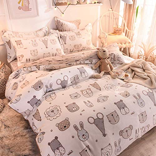 SCWZZWSY Gedrucktes Flanell Bettdecke Abdeckungsset, Moderne Stilvoll 4-Stück-Bettwäscheset Ultra weich war warm von SCWZZWSY