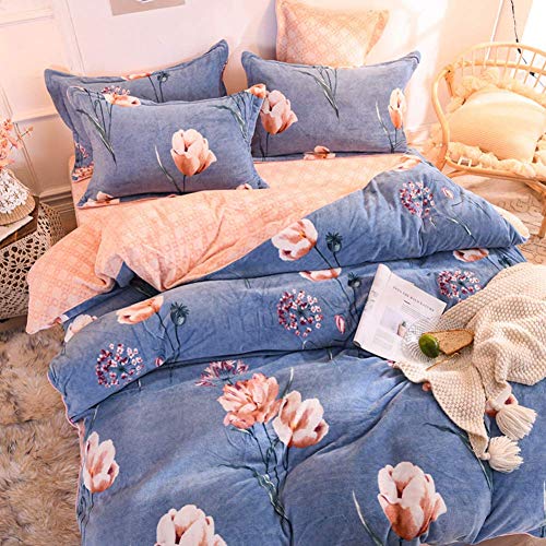 SCWZZWSY Gedrucktes Flanell Bettdecke Abdeckungsset, Moderne Stilvoll 4-Stück-Bettwäscheset Ultra weich war warm SCWZZWSY Gedrucktes Flanell Bettdecke Abdeckungsset, Moderne Stilvoll 4-Stück-Bettwäscheset Ultra weich war warm von SCWZZWSY