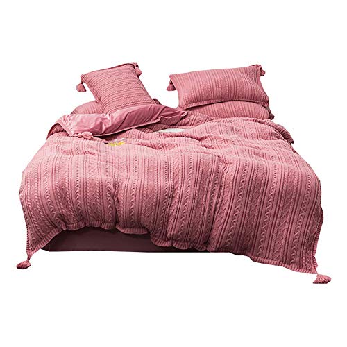 SCWZZWSY Strick Samt Flanell Bettdecke, Feste Winterbettwäsche-Set mit Tassels Warmer Schüler weich 4 Stücke Queen-Red Queen Gut SCWZZWSY Strick Samt Flanell Bettdecke, Feste Winterbettwäsche-Set mit Tassels Warmer Schüler weich 4 Stücke Queen-Red Queen Gut von SCWZZWSY