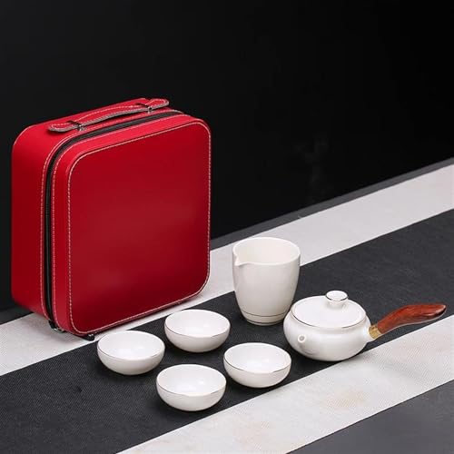 SCZMBLTLNV Teekannen Chinesische Teetasse Keramik Porzellan Tragbare Reise Teekanne Und Tasse Set Kung Fu Tee Teezeremonie Porzellan-Teeservice Tragbares Teeservice(C) von SCZMBLTLNV