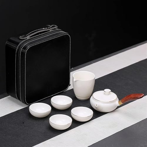 SCZMBLTLNV Teekannen Chinesische Teetasse Keramik Porzellan Tragbare Reise Teekanne Und Tasse Set Kung Fu Tee Teezeremonie Porzellan-Teeservice Tragbares Teeservice(D) von SCZMBLTLNV