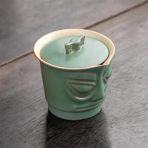 SCZMBLTLNV Teekannen Chinesischen Stil Retro Sanxingdui Tragbare Keramik Reise Tee Set Outdoor Maker Tasse Aschenbecher Porzellan-Teeservice Tragbares Teeservice(A) von SCZMBLTLNV