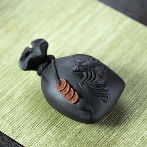 SCZMBLTLNV Teekannen Handgefertigte Skulptur Kunsthandwerk Heim-Tee-Set Zubehör Yixing-Teehaustier Geld Glücksbringer Lila Ton Ornamente Porzellan-Teeservice Tragbares Teeservice(B) von SCZMBLTLNV
