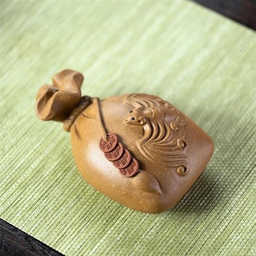 SCZMBLTLNV Teekannen Handgefertigte Skulptur Kunsthandwerk Heim-Tee-Set Zubehör Yixing-Teehaustier Geld Glücksbringer Lila Ton Ornamente Porzellan-Teeservice Tragbares Teeservice(C) von SCZMBLTLNV