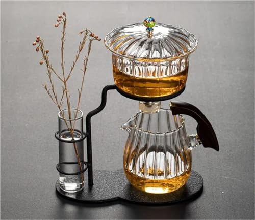 SCZMBLTLNV Teekannen Haushalt Pu'er Duftenden Kung Fu Tee Tee-Set Infuser Trinken Kreative Blume Anordnung Teekanne Glas Faul Automatische, Der Porzellan-Teeservice Tragbares Teeservice(Type-A) von SCZMBLTLNV