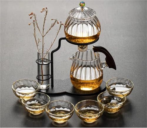 SCZMBLTLNV Teekannen Haushalt Pu'er Duftenden Kung Fu Tee Tee-Set Infuser Trinken Kreative Blume Anordnung Teekanne Glas Faul Automatische, Der Porzellan-Teeservice Tragbares Teeservice(Type-D) von SCZMBLTLNV