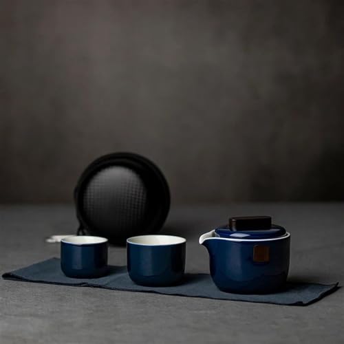 SCZMBLTLNV Teekannen Keramik Teekanne Mit 2 Tassen Und Teesets Tragbares Reise Teeset Reisetasche Porzellan-Teeservice Tragbares Teeservice(A) von SCZMBLTLNV