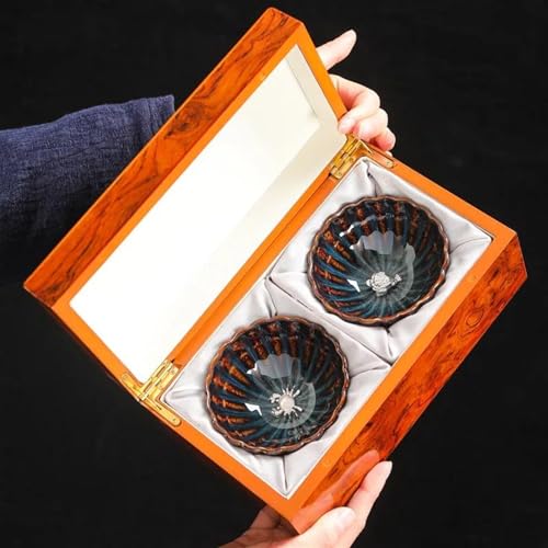 SCZMBLTLNV Teekannen Ofenwechsel Tianmu Glasur Jianzhan Teetasse Handgefertigtes Eingelegtes Silbernes Teetassen Set Kung Fu Tee Keramik Meistertasse Porzellan-Teeservice Tragbares Teeservice(B) von SCZMBLTLNV