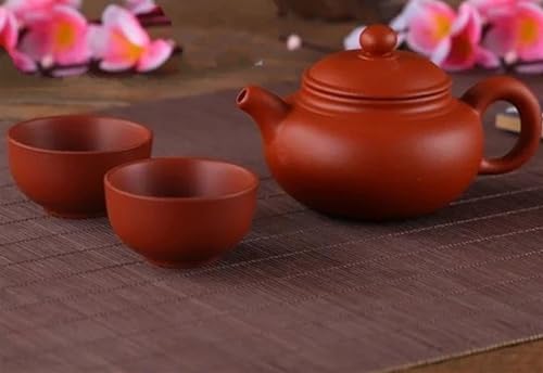 SCZMBLTLNV Teekannen Yixing 1 Topf 2 Tassen Lila Ton Tee-Set China Kung Fu Tee-Sets Xishi Tee Zeremonie Zisha Keramik Teetasse Porzellan-Teeservice Tragbares Teeservice(B) von SCZMBLTLNV