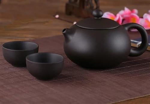 SCZMBLTLNV Teekannen Yixing 1 Topf 2 Tassen Lila Ton Tee-Set China Kung Fu Tee-Sets Xishi Tee Zeremonie Zisha Keramik Teetasse Porzellan-Teeservice Tragbares Teeservice(C) von SCZMBLTLNV