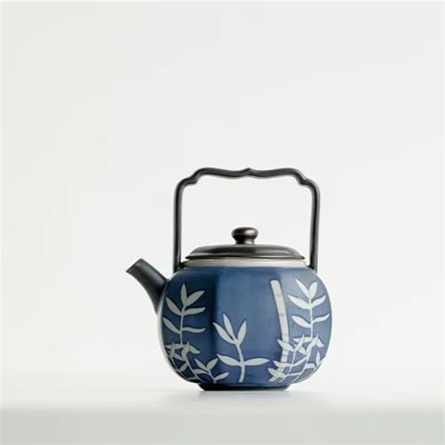 Teekannen 125ML Reine Hand Bemalt Pfingstrose Kunst Keramik Teekannen Kreative Suzi Achteckigen Griff Topf Tee Wasserkocher Mit Filter Kung Fu Teaset Porzellan-Teeservice Tragbares Teeservice(C) von SCZMBLTLNV
