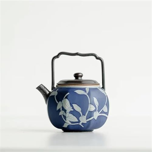Teekannen 125ML Reine Hand Bemalt Pfingstrose Kunst Keramik Teekannen Kreative Suzi Achteckigen Griff Topf Tee Wasserkocher Mit Filter Kung Fu Teaset Porzellan-Teeservice Tragbares Teeservice(D) von SCZMBLTLNV