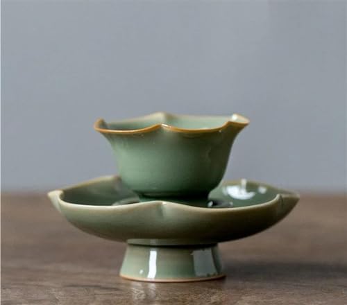 Teekannen 50 Ml Handgemachte Keramik Master Cup Chazhan Anpassen Teegeschirr Geschenk Yue Kiln Celadon Sonnenblumen Mund Teetasse Mit Untertasse Set Porzellan-Teeservice Tragbares Teeservice von SCZMBLTLNV