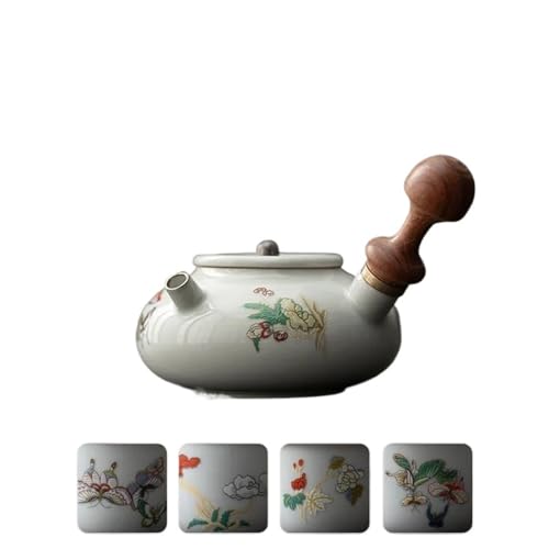 Teekannen Teekanne Mit Holzseitengriff Literati-Teebereiter Handgehaltener Skizzentopf Wasserkocher Für Infusionssammlung, 100 Ml Antike Liebe Schmetterling Porzellan-Teeservice Tragbares Teeservice von SCZMBLTLNV