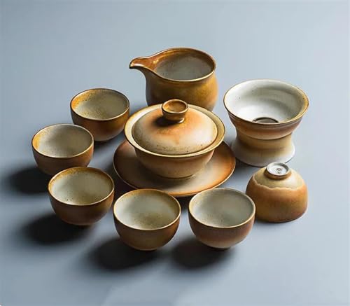 Teekannen Tragbare Sieb Tasse Hause Teegeschirr Drink Chinesischen Retro Keramik Tee-Sets Handgemachte Wasserkocher Teetasse Teekanne 10 Teile/satz Porzellan-Teeservice Tragbares Teeservice(C) von SCZMBLTLNV