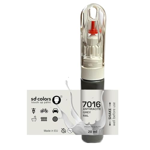 SD COLORS Ausbesserungslack 20ml – Anthrazitgrau (RAL 7016), Universale Reparaturfarbe für Auto, Metall, Kunststoff, Holz & mehr von SD COLORS