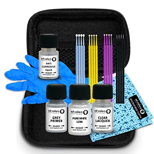 SD COLORS Ausbesserungslack-Set Care Pure White LC9A kompatibel mit VW Audi Small Edition Set von SD COLORS