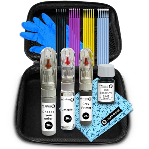 SD COLORS BRILLIANT BLACK LY9B Ausbesserungsstift-Reparaturset, 20 ml, Farbcode LY9B, brillantes Schwarz (Lack + Grundierung + Lack) von SD COLORS