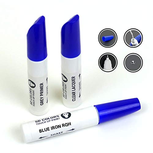 SD COLORS Blue Iron RQH Lackstift-Reparaturset, 12 ml, Kratzer-Pinsel, Farbcode RQH Blue Iron (Farbe + Grundierung + Lack) von SD COLORS