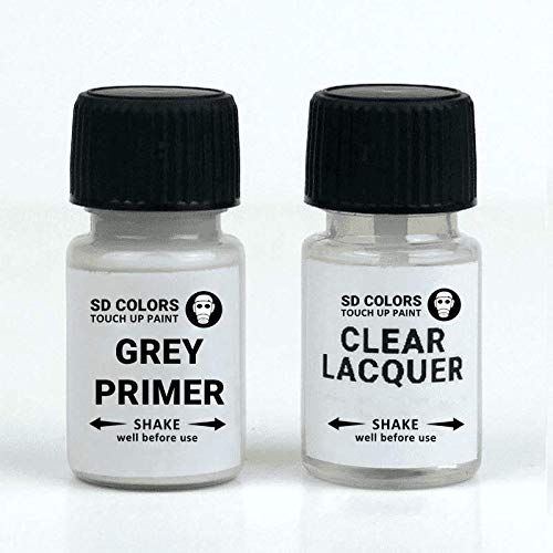 SD COLORS Klarlack + graue Grundierung, 8 ml, für die Reparatur von Kratzern und Splittern von SD COLORS