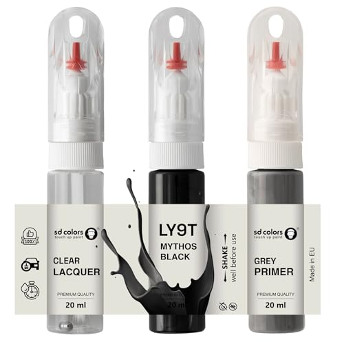 SD COLORS Mythos Black LY9T Ausbesserungslack, 20 ML, praktischer Pinsel zur Reparatur von Kratzern (Farbe, Grundierung und Lack) von SD COLORS